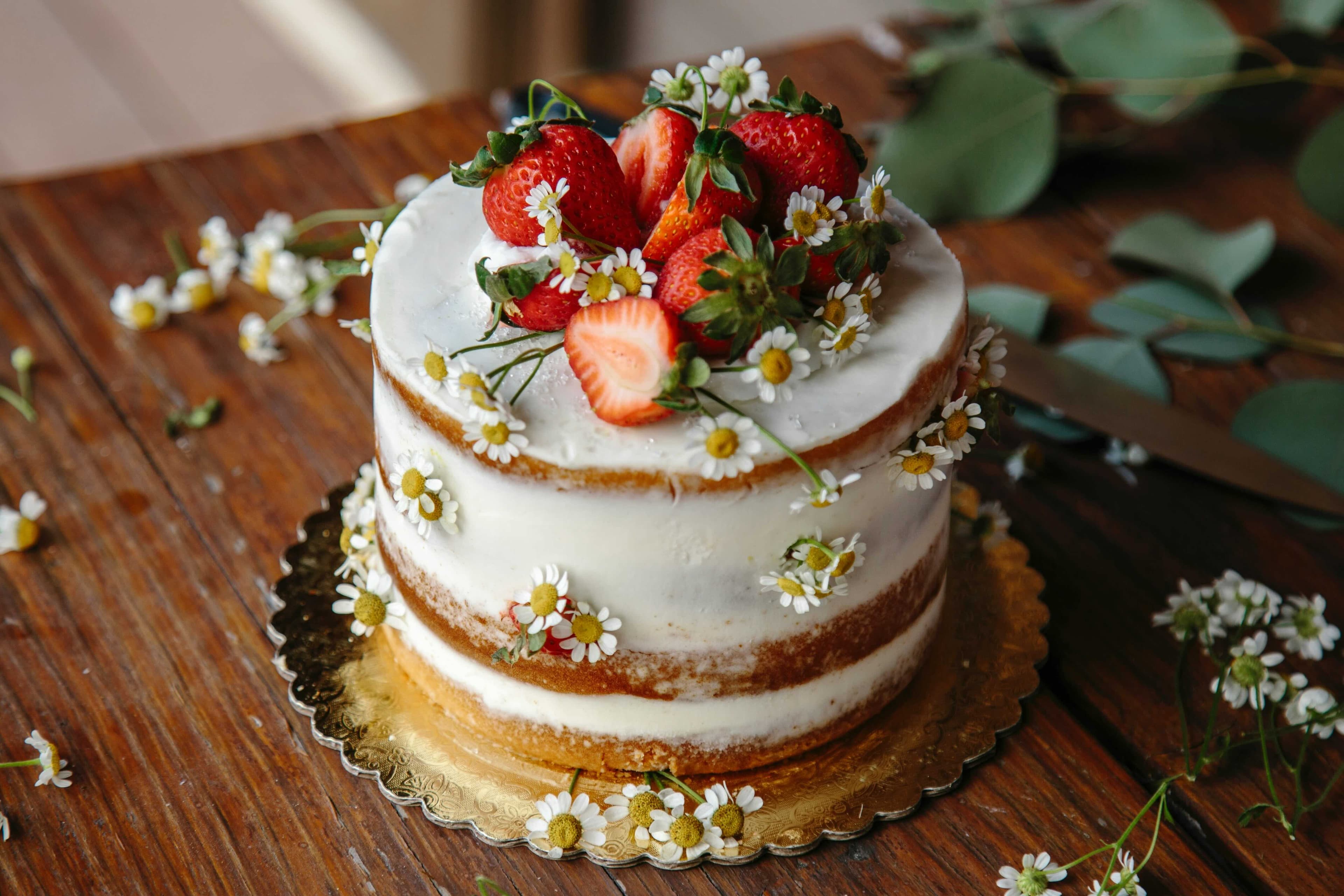 Beautiful birthday cake with candles